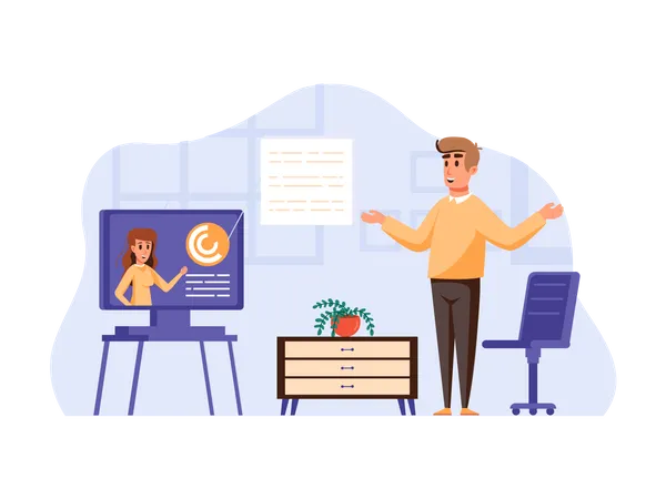 Online Business Meeting  Illustration