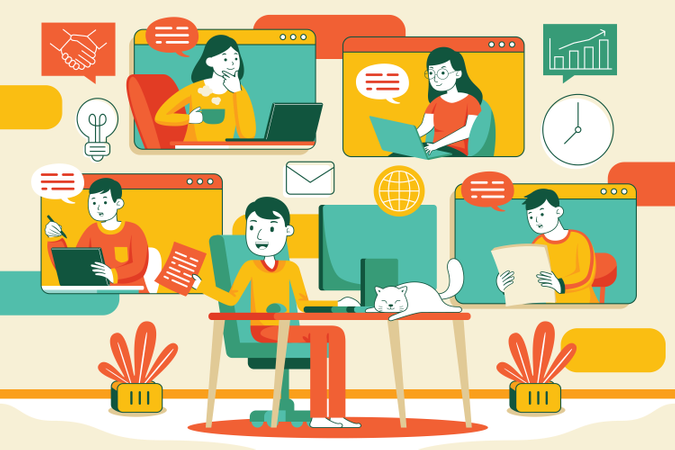 Online business meeting  Illustration