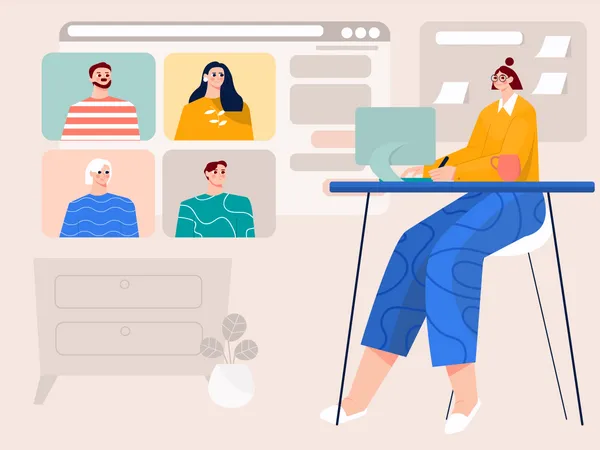 Online business meeting  Illustration