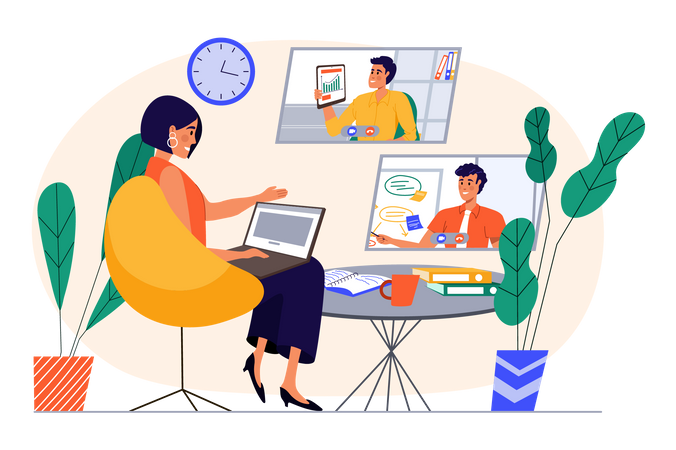 Online business meeting  Illustration