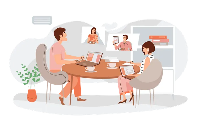 Online business meeting  Illustration