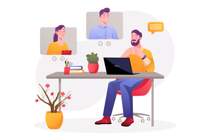 Online business meeting  Illustration