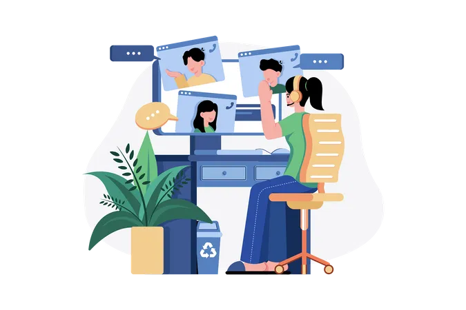 Online Business meeting  Illustration