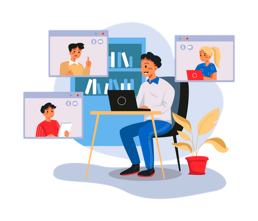 Online business meeting  Illustration