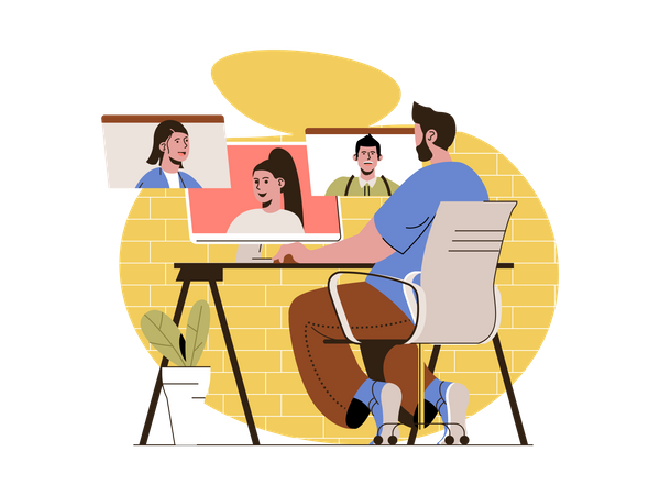 Online Business Meeting  Illustration