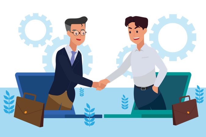 Online business partnership  Illustration