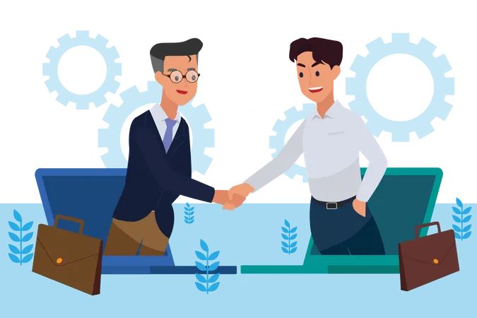 Online business partnership  Illustration