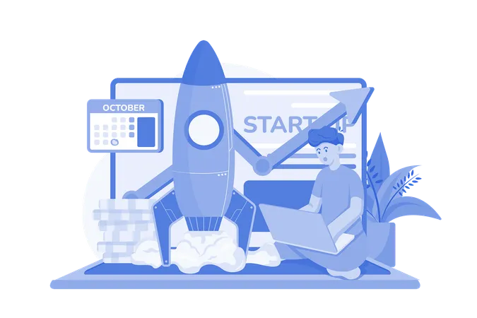 Online Business Startup Illustration Concept On A White Background Illustration