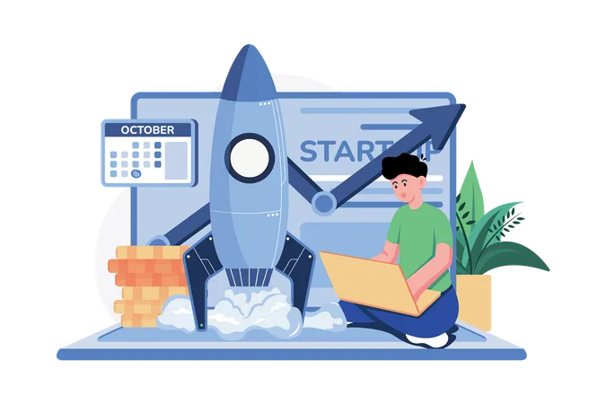Online Business Startup Illustration Concept A Flat Illustration Isolated On White Background Illustration