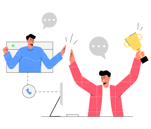 Online business team getting success Illustration