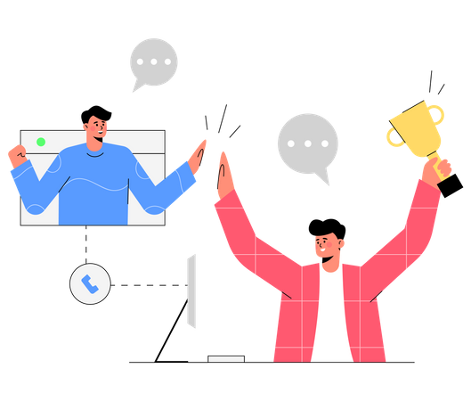 Online-Business-Team mit Erfolg  Illustration