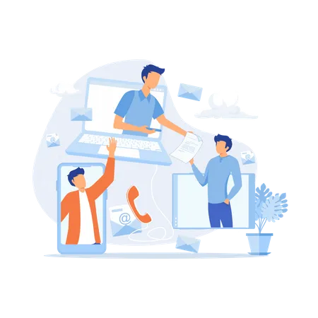 Online business teamwork Illustration