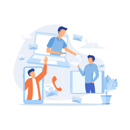 Online business teamwork  Illustration