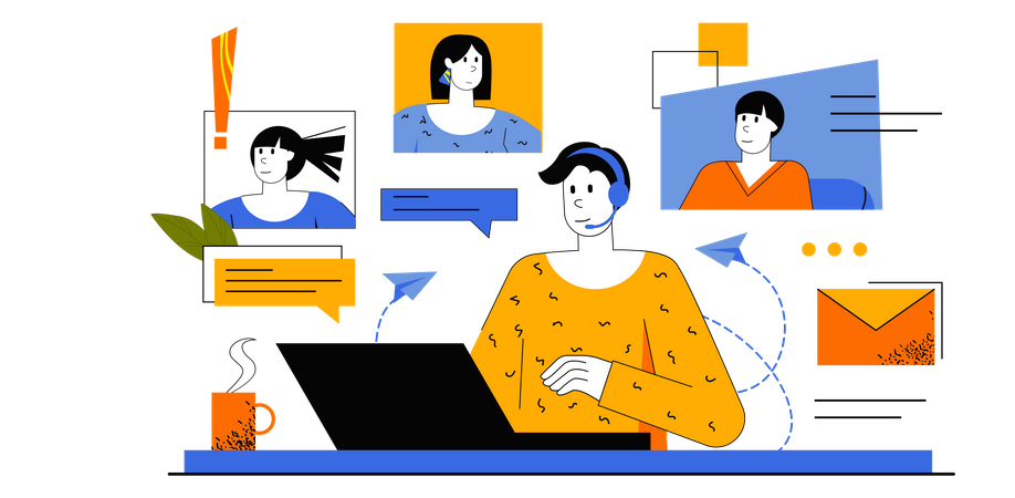 Online Business Video Conference  Illustration