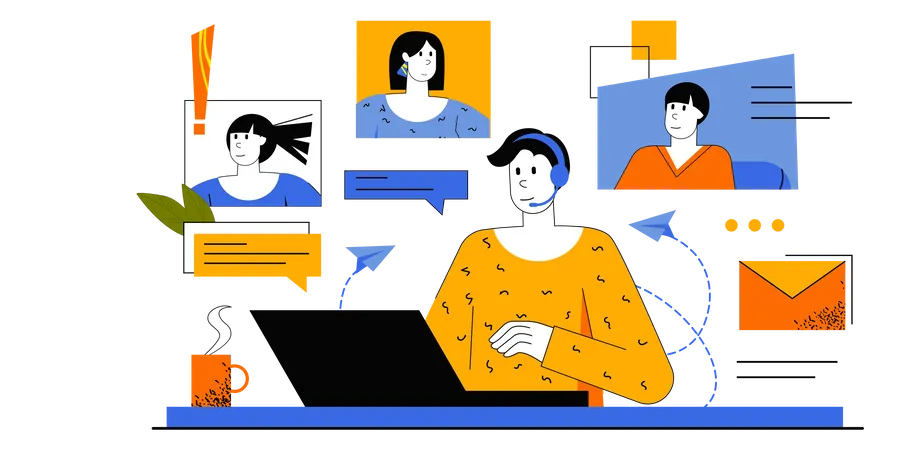 Online Business Video Conference  Illustration