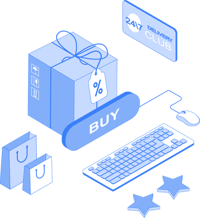 Online buy and 24 hours delivery  Illustration
