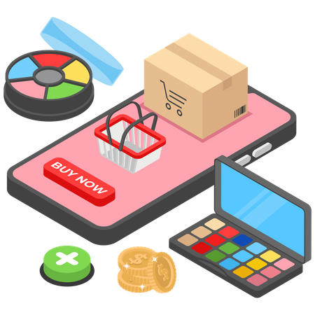 Online Buying Cosmetics or Beauty products  イラスト