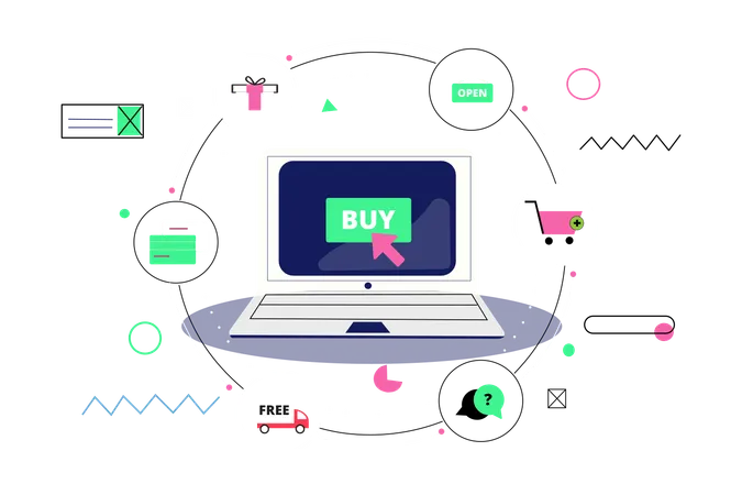 Online buying from shopping website  Illustration