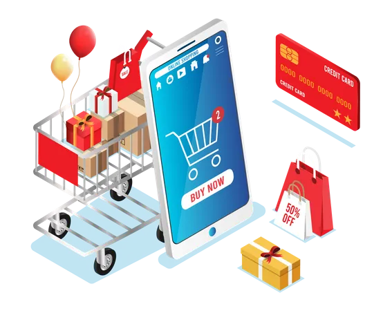Online buying on mobile  Illustration