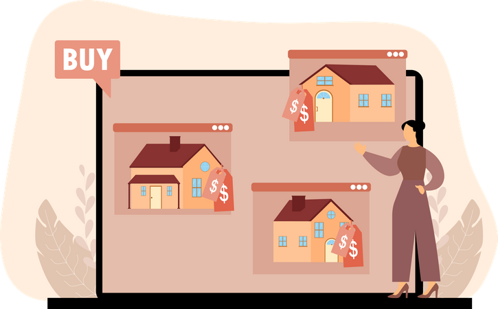 Online buying Real Estate  Illustration