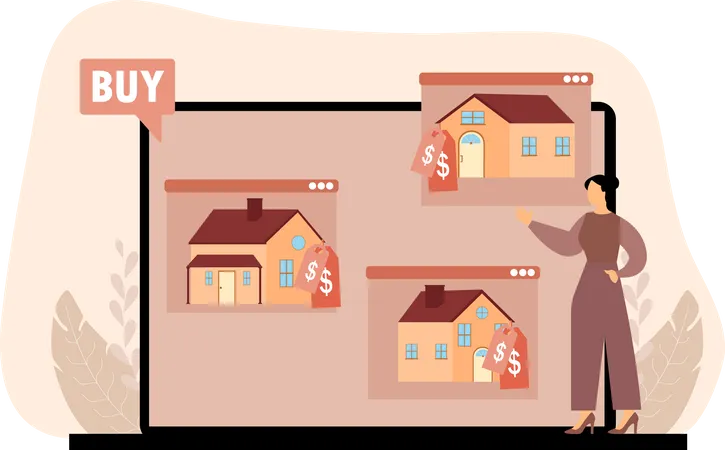 Online buying Real Estate  Illustration