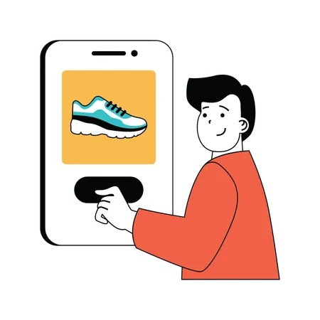 Online buying shoe  Illustration
