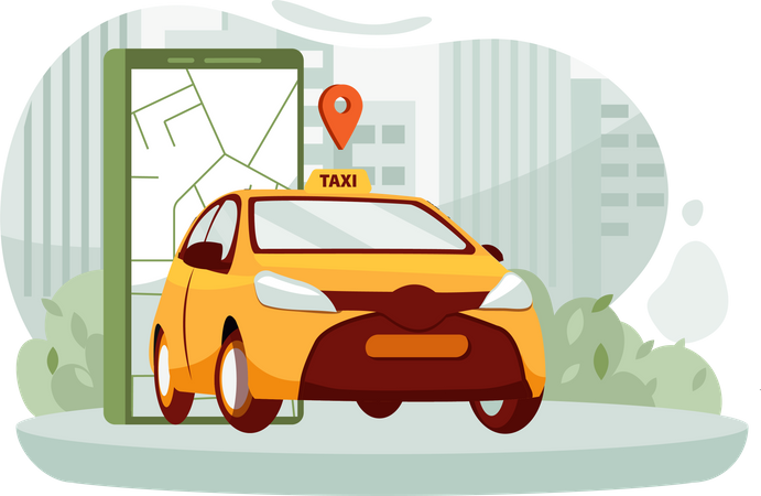 Online cab booking Illustration