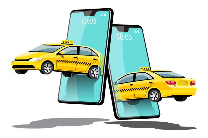 Online Cab Booking Illustration