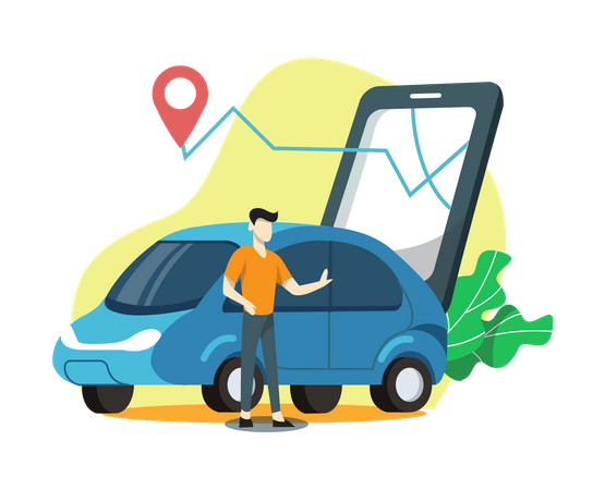 Online Cab booking  Illustration