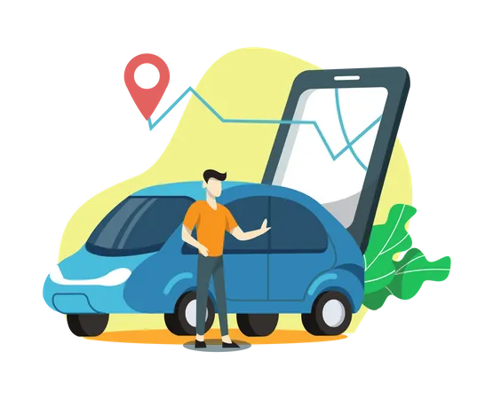 Online Cab booking  Illustration