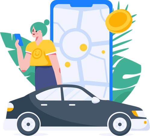 Online cab booking  Illustration