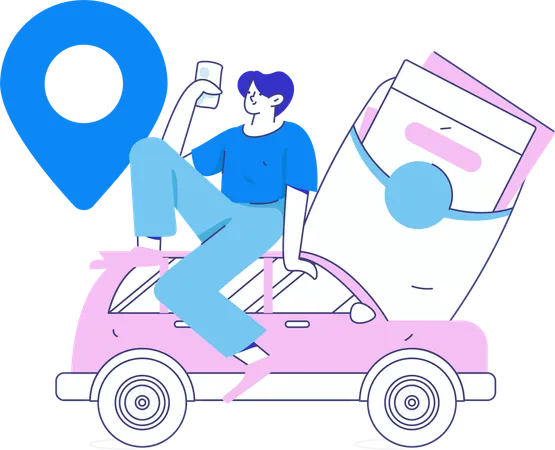 Online Cab Booking  Illustration