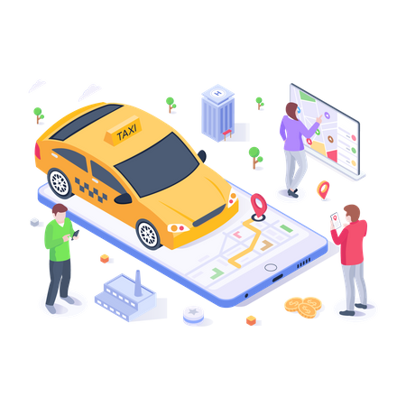 Online Cab  Illustration