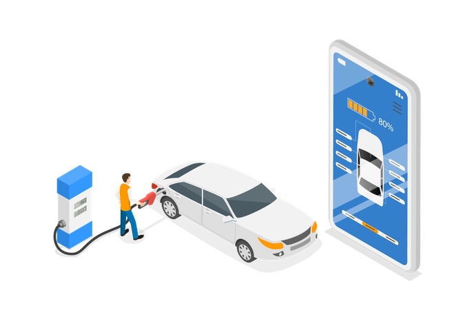Online Car Fuel app  Illustration