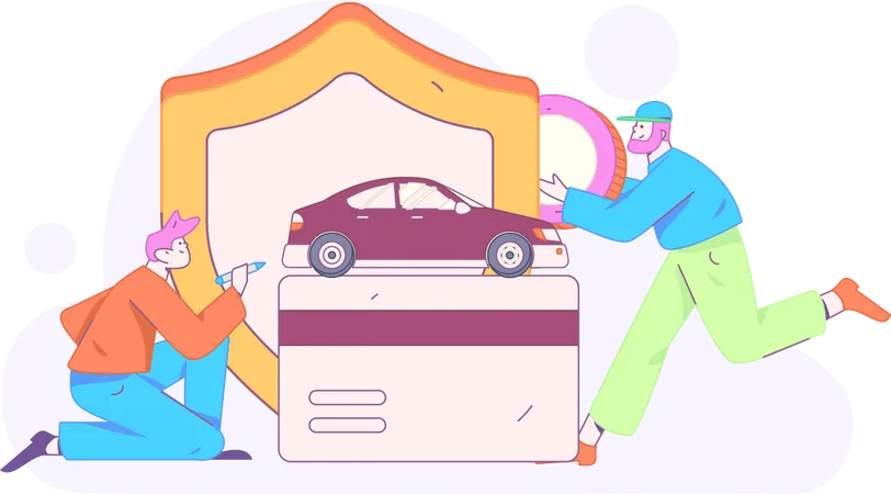 Online Car Insurance Payment  Illustration