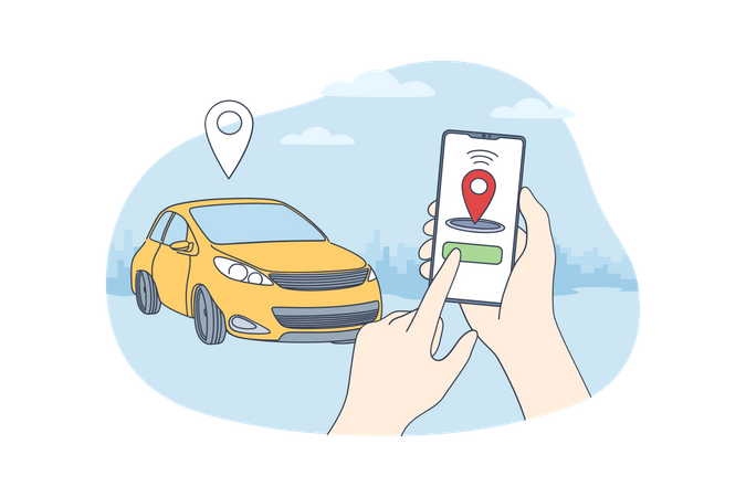 Online car location  Illustration