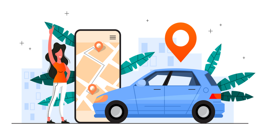 Online car sharing service Illustration
