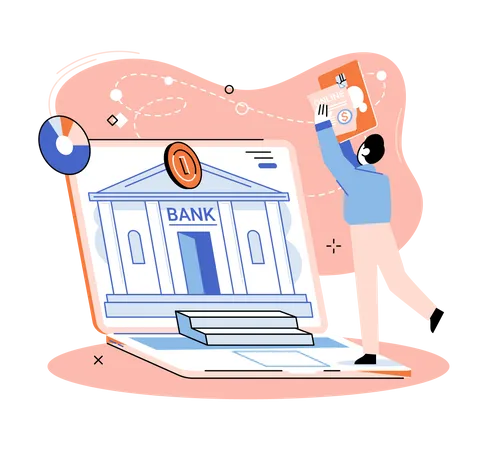 Online Banking Platform Metaphor Remote Bank Service Online Transaction System For Mobile Investment And Payment Banking Operations Currency Exchange Check Account Manage Deposit E Commerce Illustration