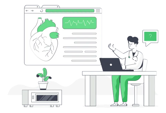 A Flat Illustration Of Online Cardiologist Illustration
