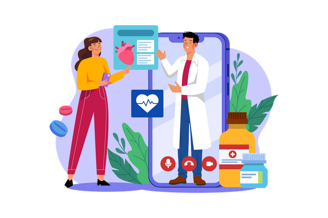 Online Cardiologist  Illustration