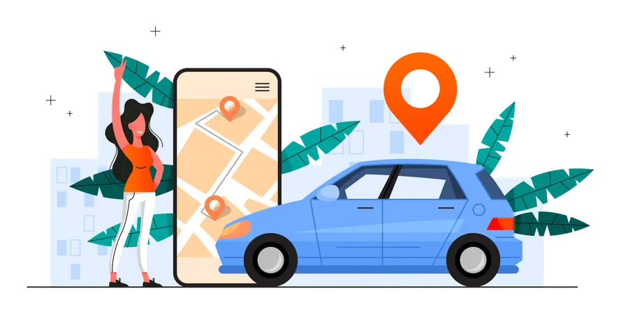 Online-Carsharing-Dienst  Illustration