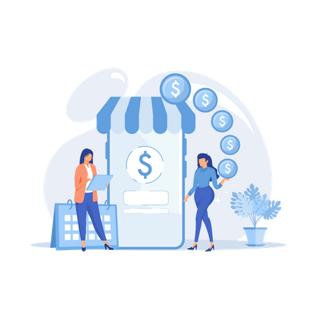 Online cash transaction  Illustration