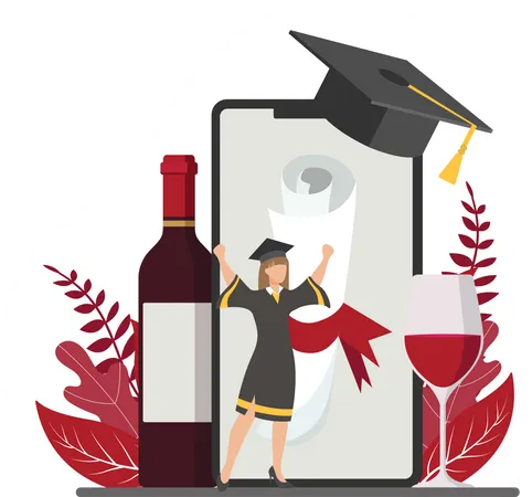 Online celebrate Graduation Ceremony  Illustration