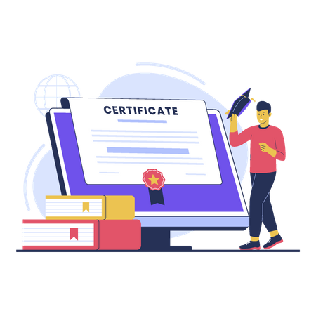 Online certificate  イラスト