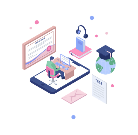 Online certification course  イラスト