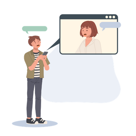Online chat between couple  Illustration