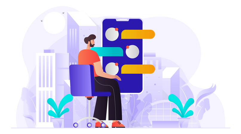 Online Chat Support  Illustration