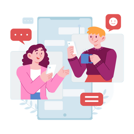 Online Chatting  Illustration