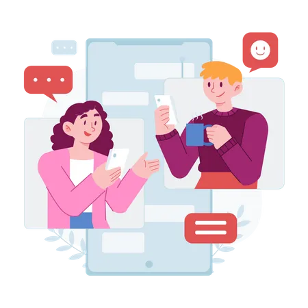 Online Chatting  Illustration