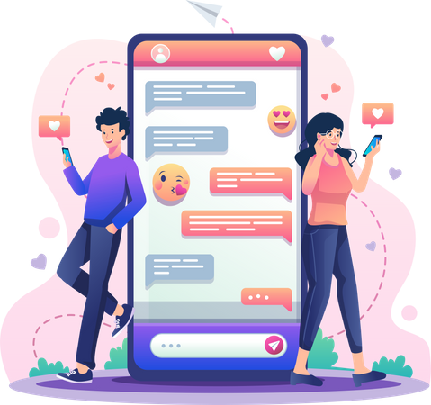 Online chatting via smartphone Illustration